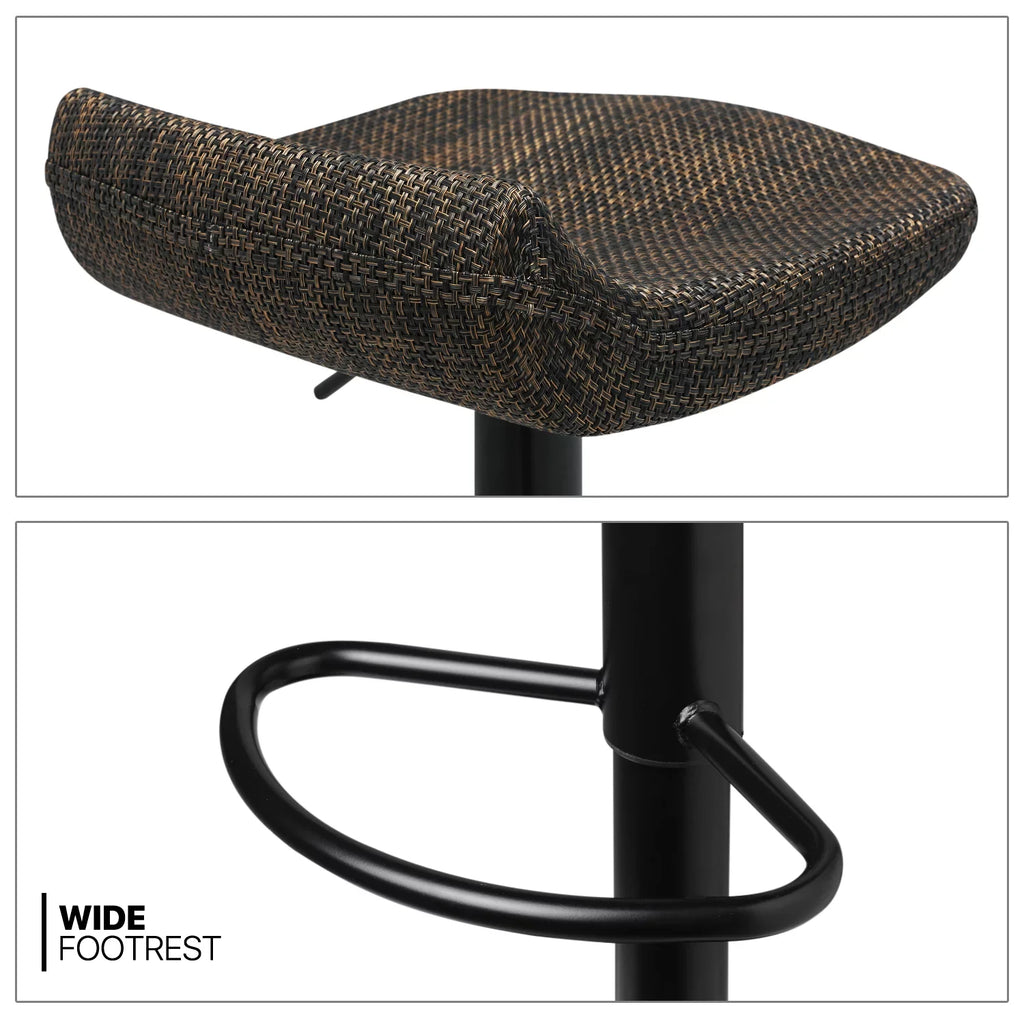 with Footrest Set Height 2 Adjustable of Stools Swivel, Kitchen Indoor MoNiBloom for Room Brown Metal Bar exterior, Dining Counter