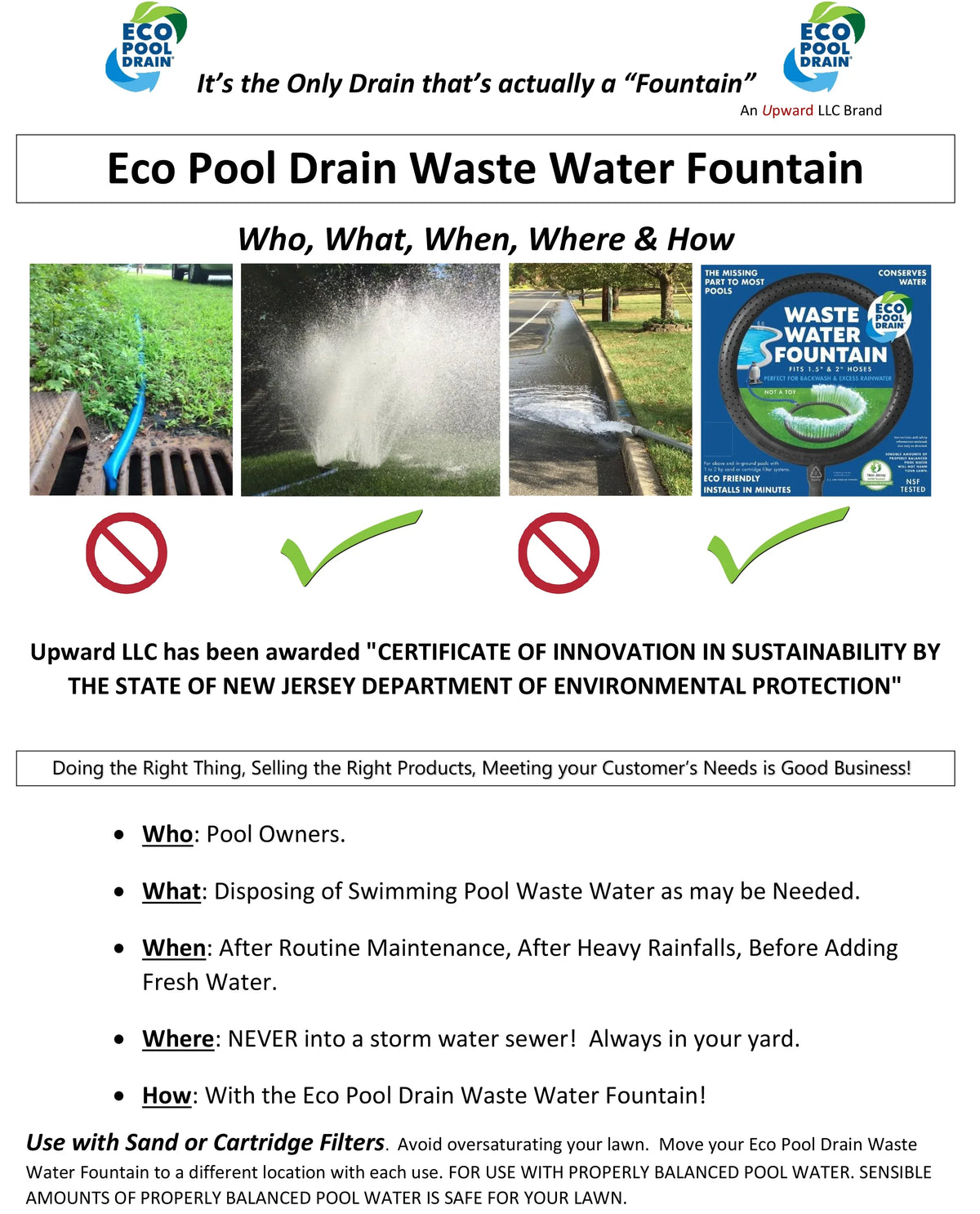 with Pool for Cartridge 1.5" Sand Hose Hose #400 liquid Filtered Swimming Waste Pools Backwash Kit & Fountain
