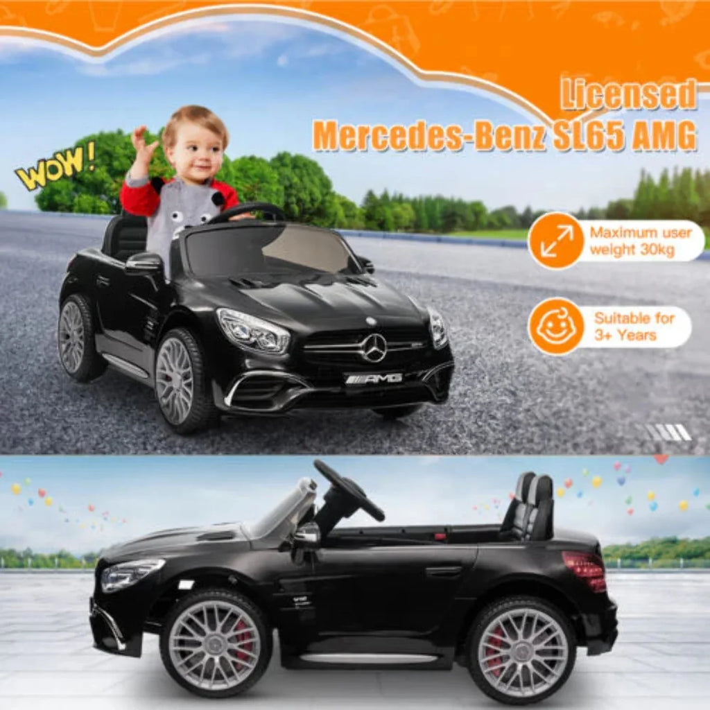 Kids - 12V Remote On with Electric SL65 AMG Licensed Ride Officially Car Benz Control