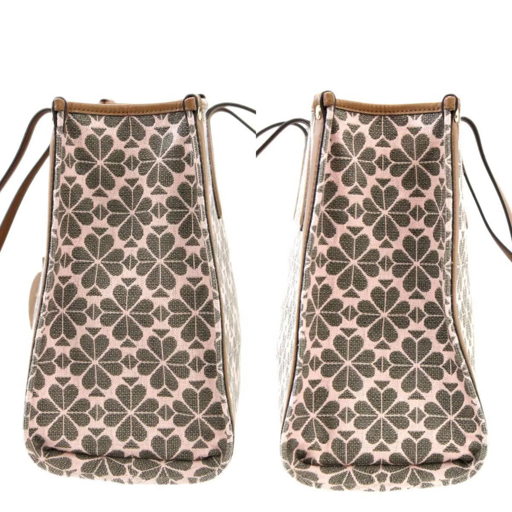 bag spade women's tote shoulder Pre-Owned collection flower leather KS pink brown jacquard (Good) x Kate Spade