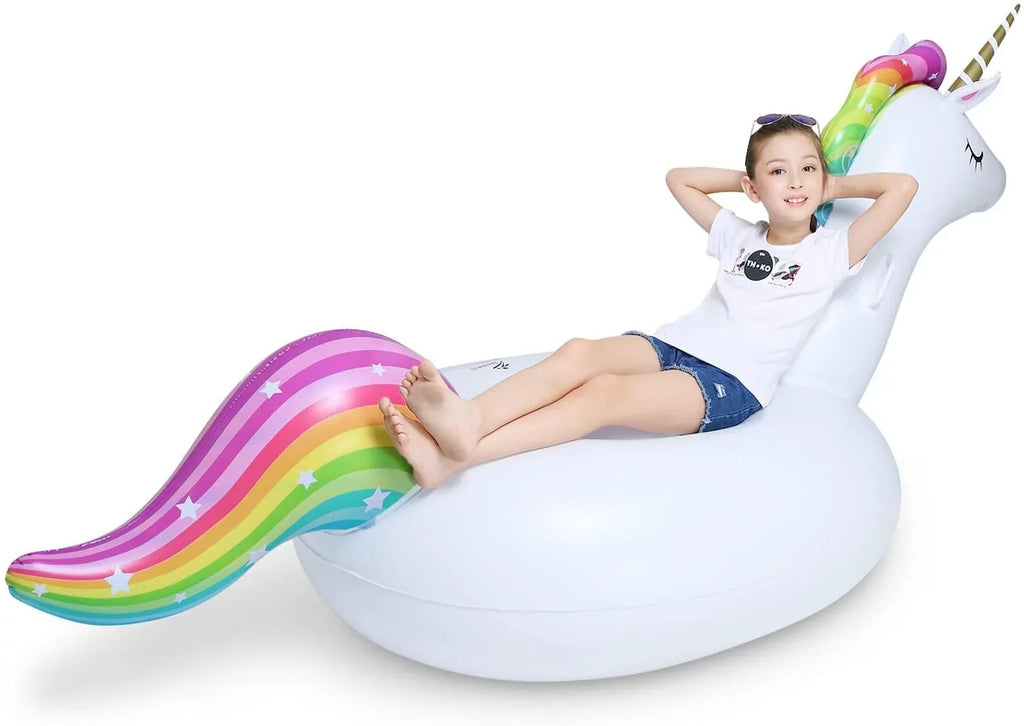 On Rideable with Adults Pool Unicorn Swimming Big Summer Kids Pool Lounge Ride Floatie Fast Toys Beach Blow Decorations Up Party Valves Raft Large Inflatable Float