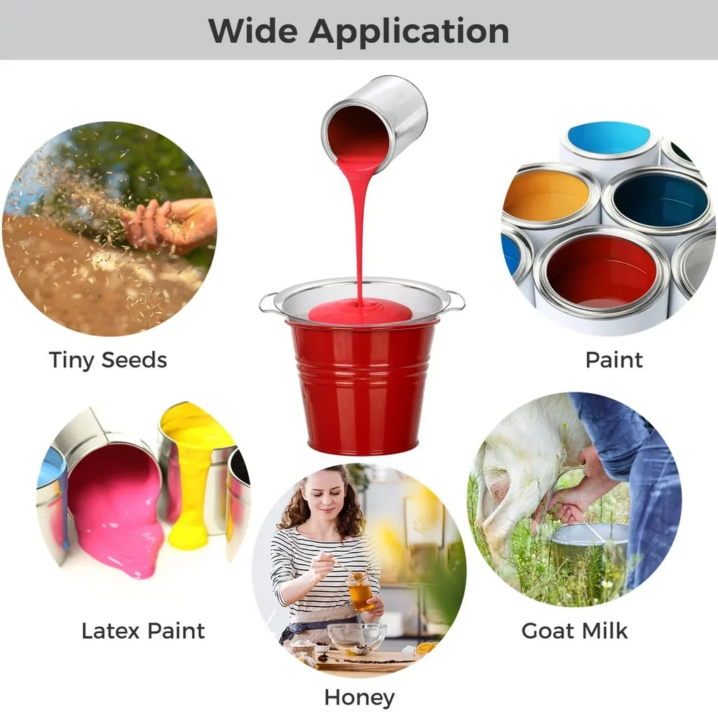 Impurity Gallon Tiny Buckets, Ink, 250μm Fine Filters 11.4” Paint Filters Ultra Paint Strainers, 2PCS for Mesh for Stainless Steel Paint Seeds Strainer Latex, 5 Meshes, Honey, Paint,