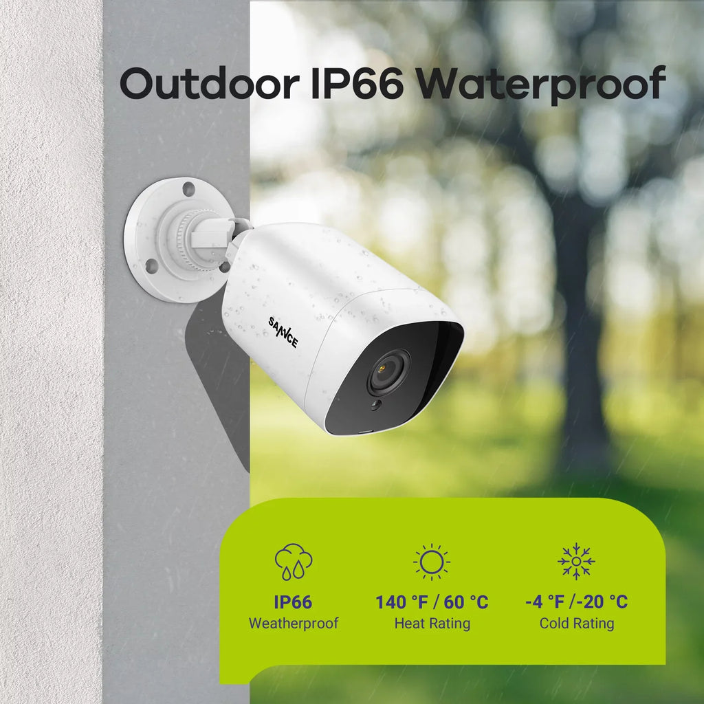 Night ft HD with Waterproof 4PCS Security 2MP 100 Security IP66 Full for DVR SANNCE exterior Vision System CCTV Camera Wired Camera