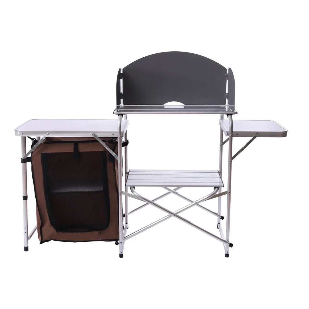 BBQ Rack Table Table Miumaeov Camping Cabinet Portable Folding Picnic Storage Kitchen