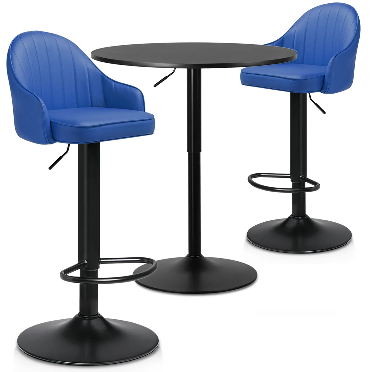 Table Blue/Black Set, Table Kitchen Cocktail Magshion Bar Leather 31.5" and and Pieces Bar Table for 3 Patio PU Stools Bistro, Bar Chair