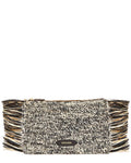 Black Raffia Fringe POOLSIDE Tropical Clutch,