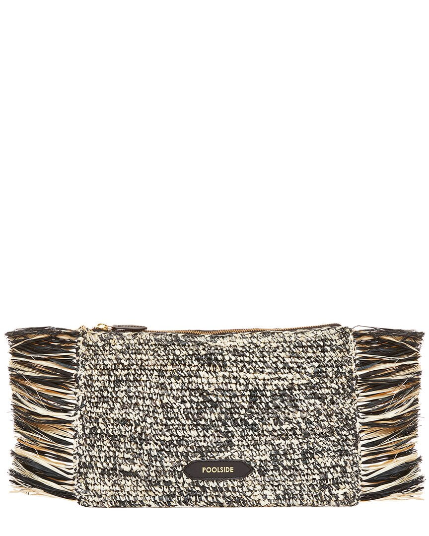 Black Raffia Fringe POOLSIDE Tropical Clutch,