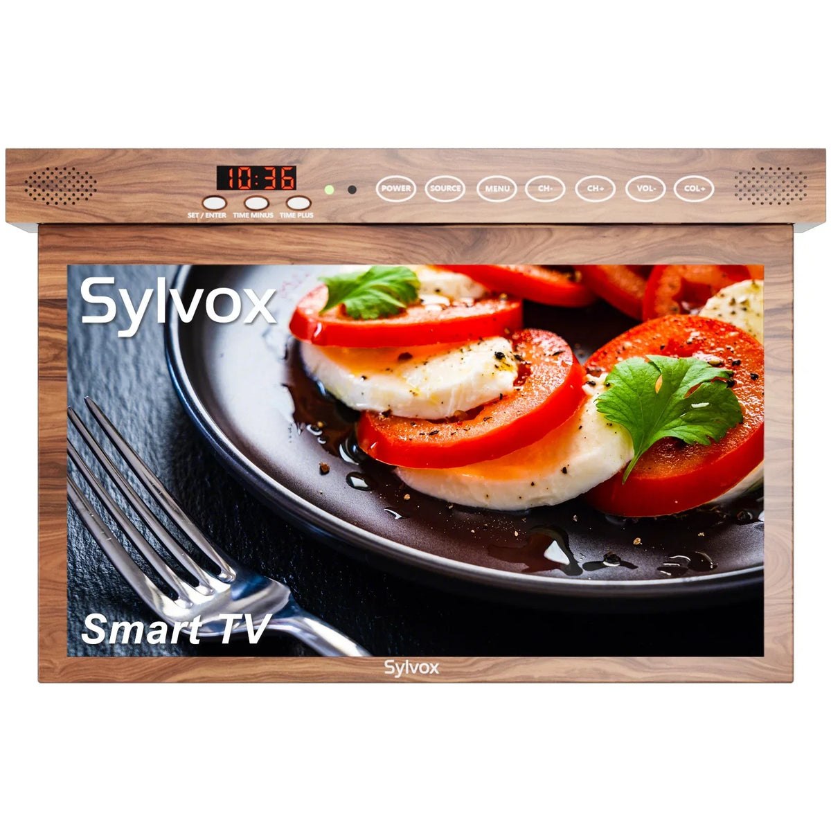 TV, SYLVOX Android TV 1080P FHD Bluetooth Cabinet TV, Under 15.6 Built-in Kitchen Support inch Smart Smart Assistant Play, WiFi