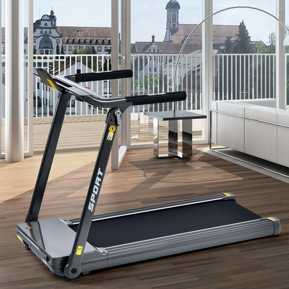 Treadmill Folding Treadmill Machine Foldable Running Dcenta 330lbs；Portable Motorised Home Electric Gym Walking,Electric for Gym Medium Compact 3.5HP Jogging Fitness Motorized 14KM/H Workout