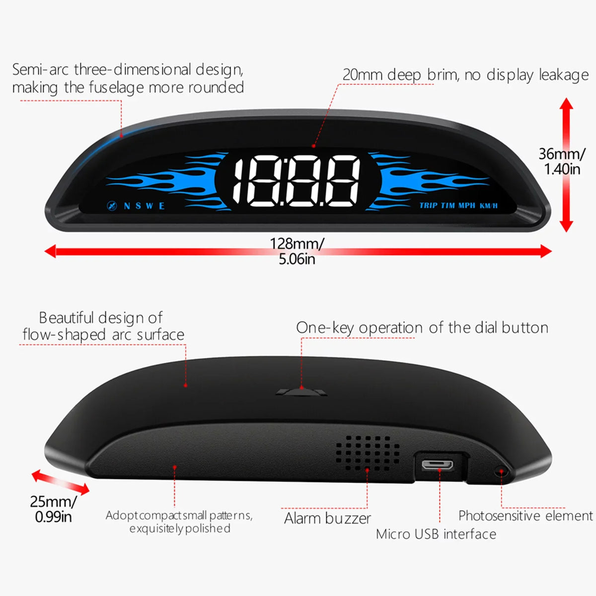 Vehicles, Speedometer, Alarm Overspeed Andoer Direction, Mileage, GPS Time, Head-up Display Navigation for