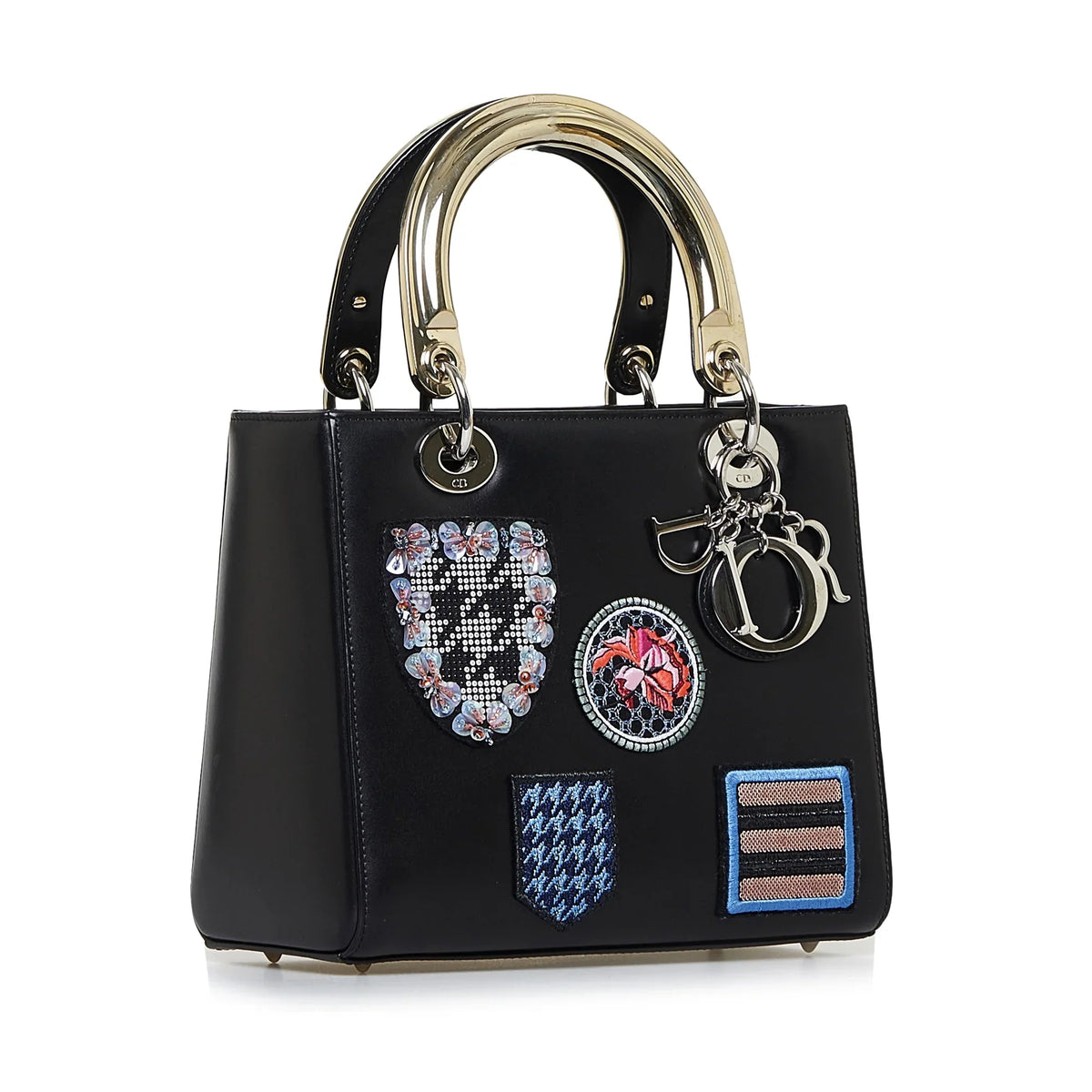 Lady Black Leather Satchel (Good) Pre-Owned Authenticated Dior Unisex Calf Medium Judgement