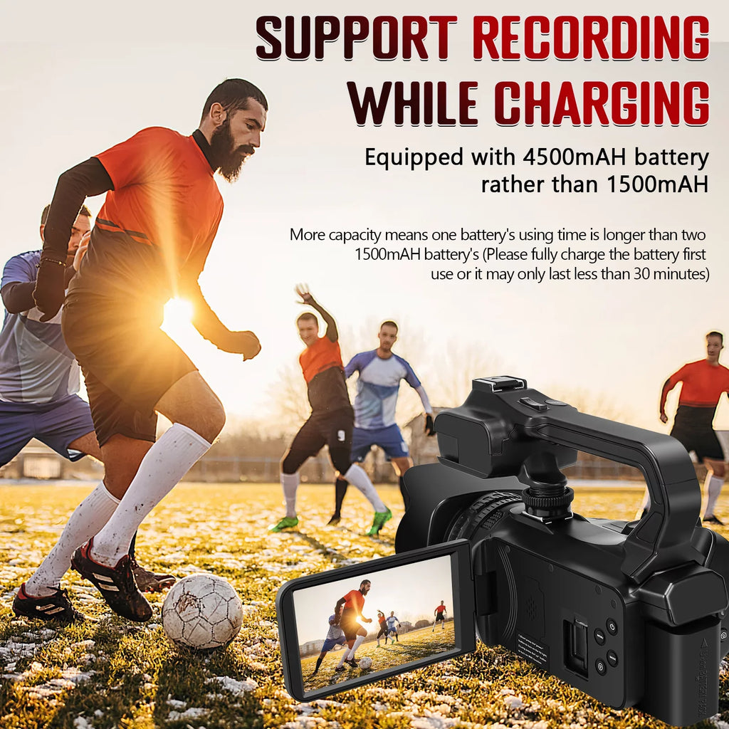 64MP with Focus Screen Zoom Digital Auto Touch 60FPS,HD Video Camera Card, Control MARVUE Remote 18X Charger, 4.0" Vlogging SD Stabilizer, 64G Camcorder 4K Handhold Microphone, Camera