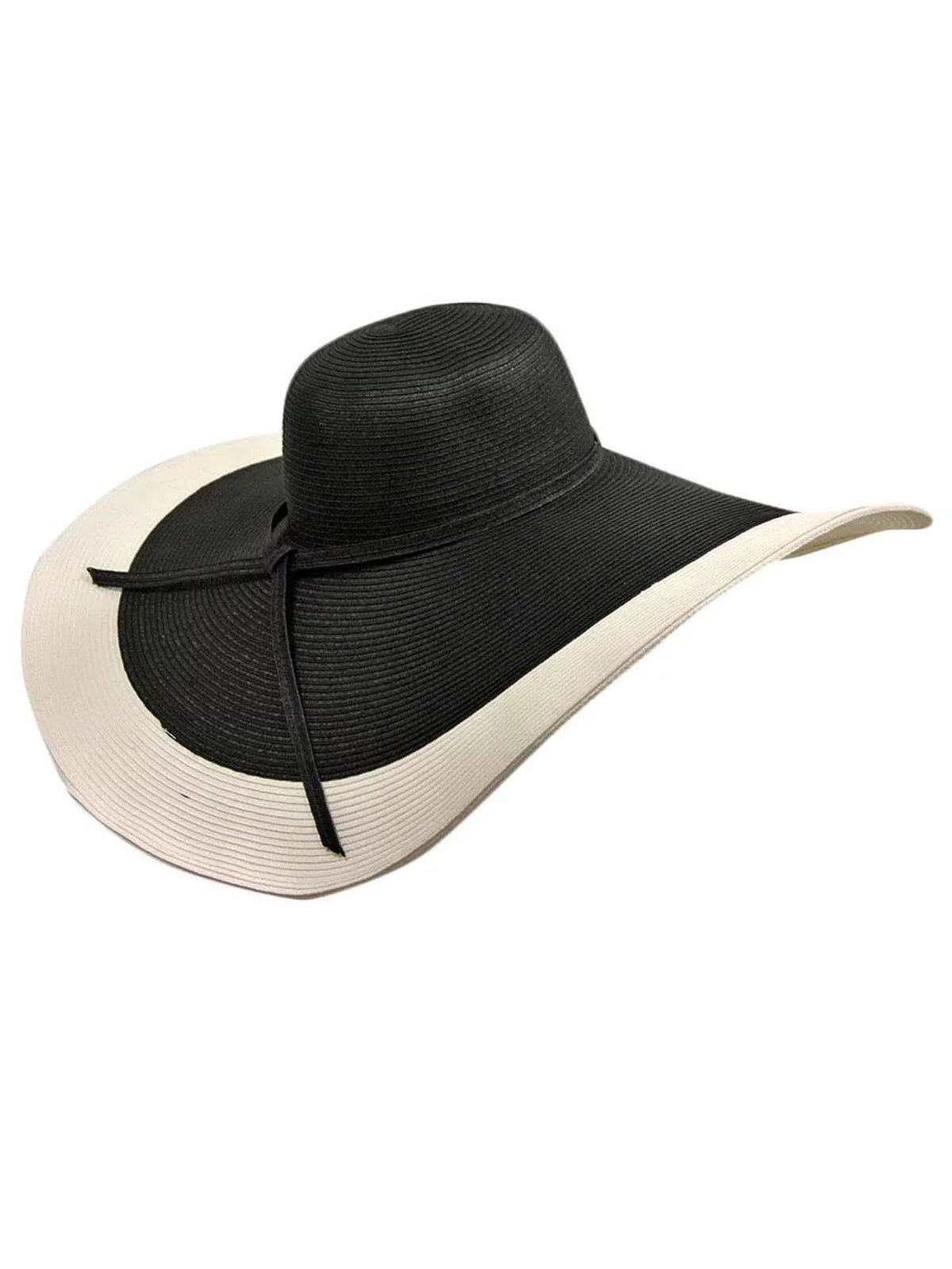 Floppy Wide Hat White Black With Brim &