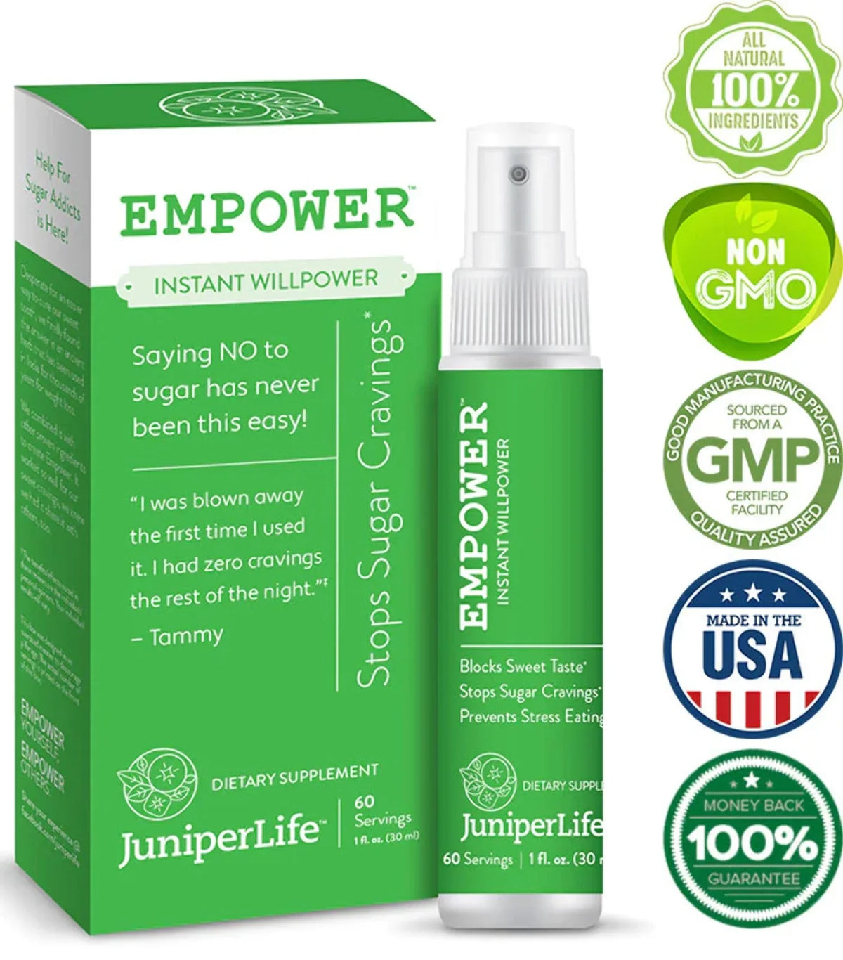 JuniperLife Empower Willpower™ - Food Sugar Instant Healthy for Cravings Choices Help