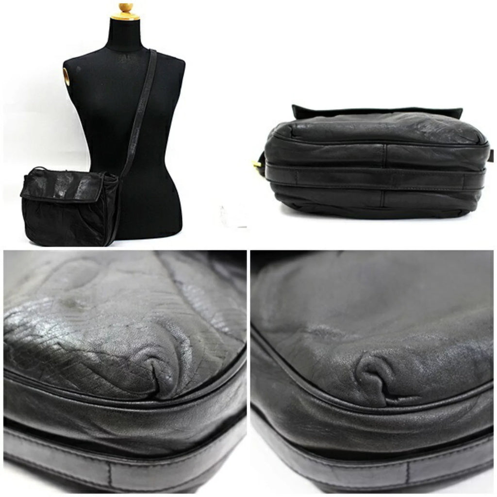 Shoulder Bag Ladies Leather Black Pre-Owned (Good) Anagram Loewe LOEWE