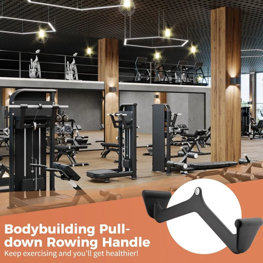 Gyms, Rowing and Fitness Gym for Lats Attachment with Pulley Machine Carabiner Trapezius Cable Handle Pull-down Muscles, Training, Bodybuilding, Sports V-bar, Back Rowing for