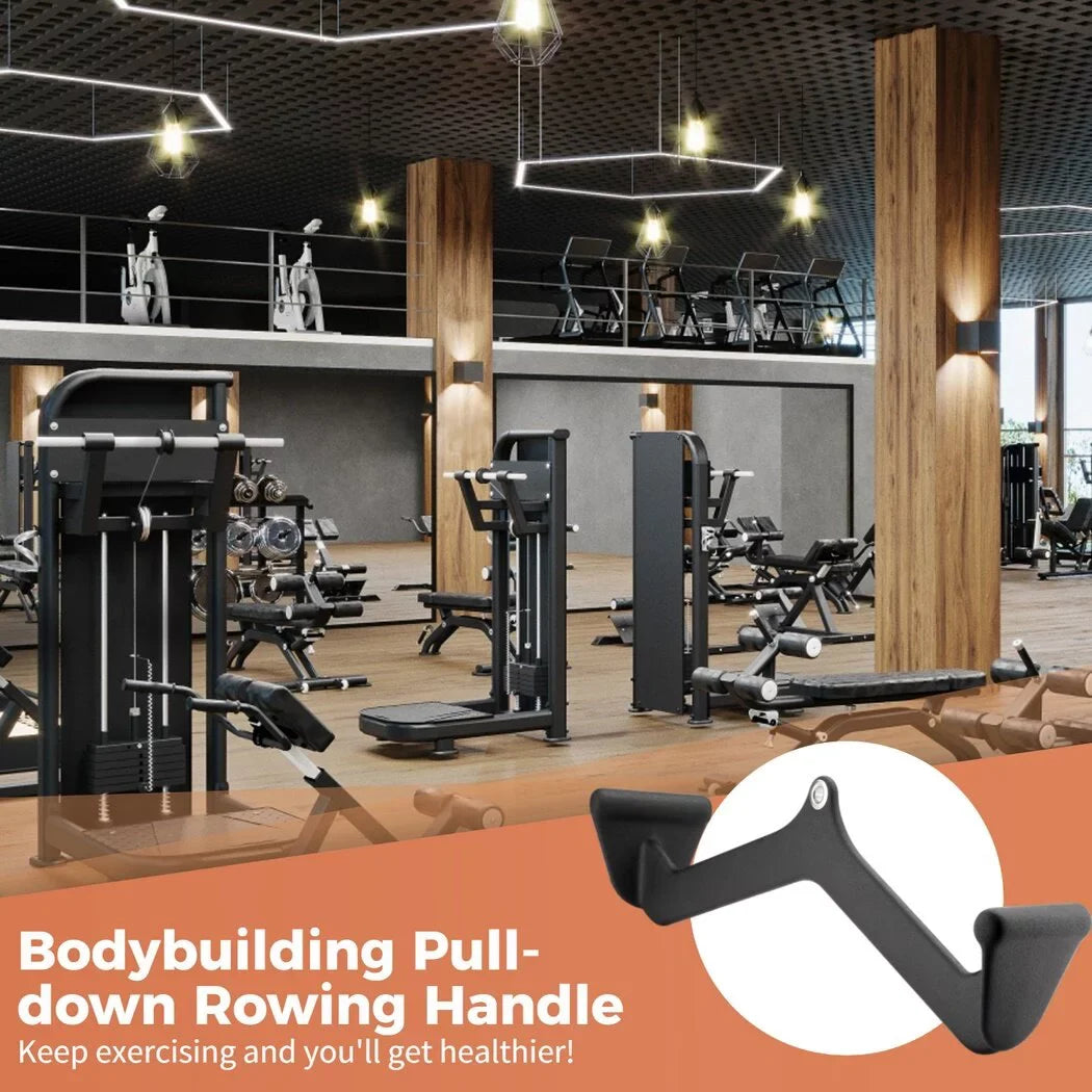 Gyms, Rowing and Fitness Gym for Lats Attachment with Pulley Machine Carabiner Trapezius Cable Handle Pull-down Muscles, Training, Bodybuilding, Sports V-bar, Back Rowing for