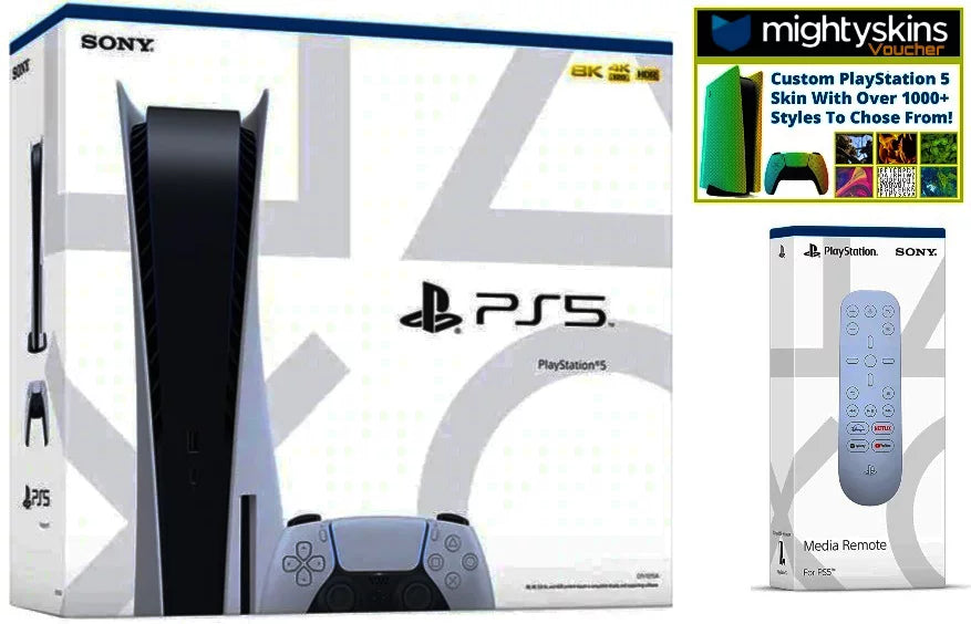 Skin Bundle Console Edition PS5 With 5 Limited & PS5 Disk Voucher MightySkins Remote PlayStation Bundle Custom Media