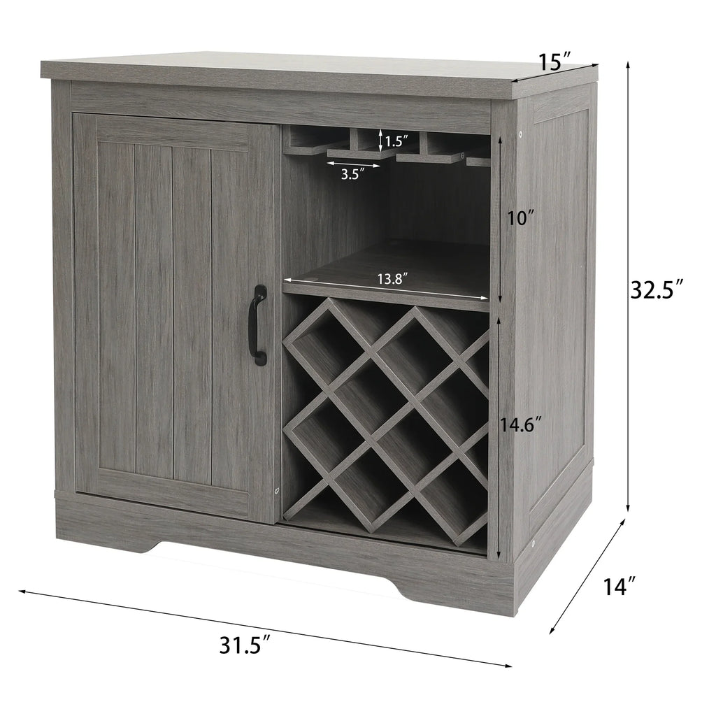 Glass Bar Gray Storage Table Rack,Large ABBSR Holder,Wine for Decor with Wooden Wine Cabinet
