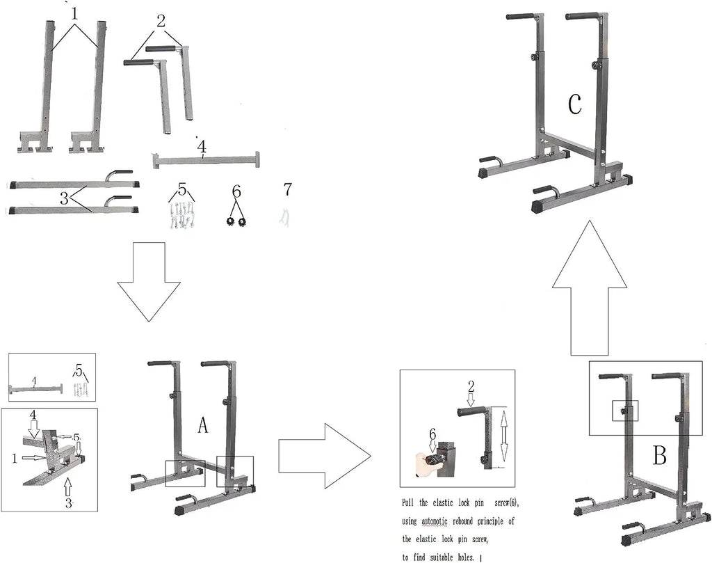 Strength Training Heavy Stand Adjustable Dip Gym Duty Station Equipment Multi-Function Tower Home Workout for Fitness Power