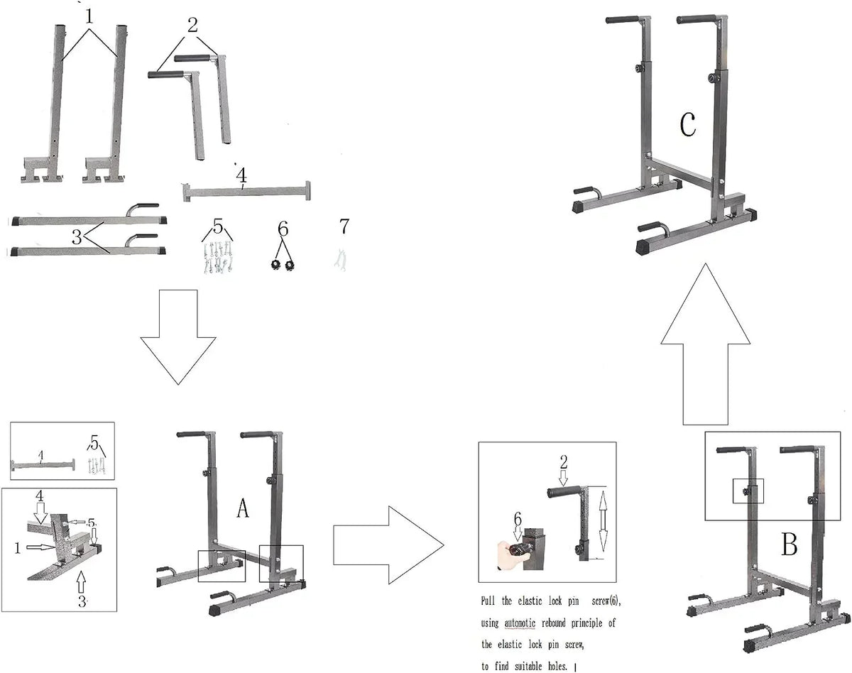 Strength Training Heavy Stand Adjustable Dip Gym Duty Station Equipment Multi-Function Tower Home Workout for Fitness Power