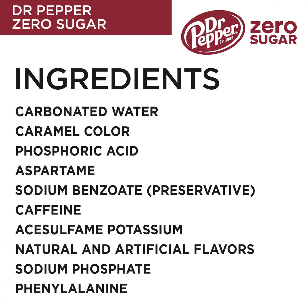 Cans Pop, Zero Soda Pack 24 Dr oz, fl Sugar 12 Pepper