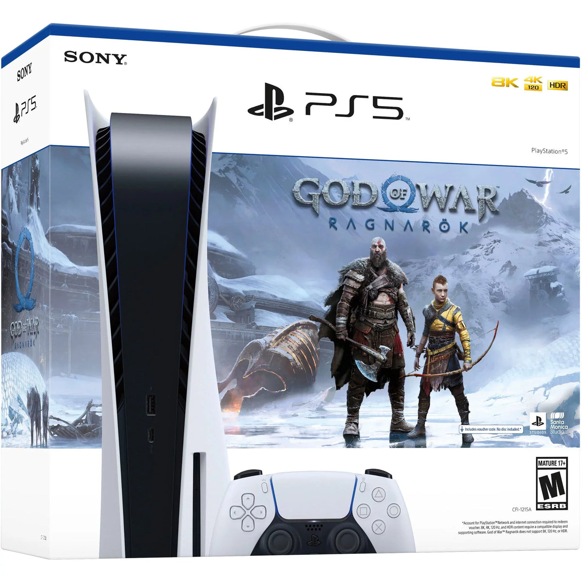 Video Ragnarök Bundle –with War Dualsense PlayStation_PS5 (Disc – White Edition) Game of Extra Cefesfy Console Controller, God