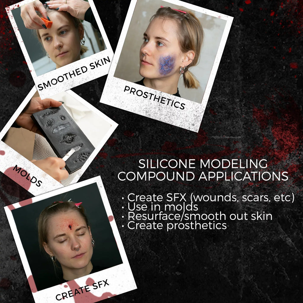 Halloween Kit SFX Clear & Theater, Cosmetics for Wound Compound Molding Scar 2oz Silicone Modeling Narrative Makeup Prosthetic