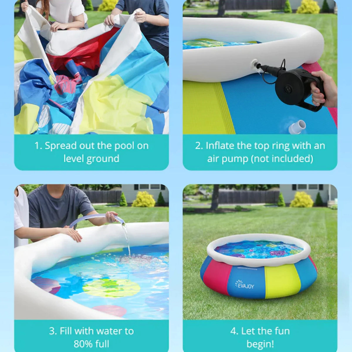 fabric x Pools abrasion Full-Sized Thicker 72" x Lounge Family ,120" Inflatable 22" resistant Pool Inolait