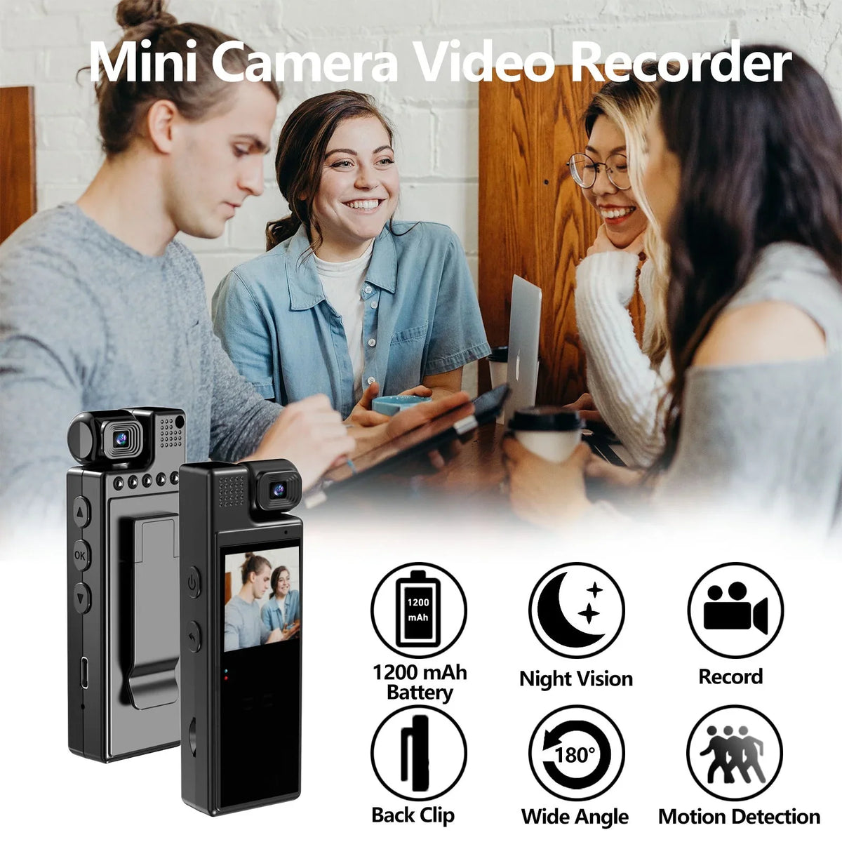 Life, with Vision 180°Lens Document Recording, Rotatable, Camera Day Video and WiFi, Screen, Audio Battery Hour Your 6 Night GoolRC TFT Body 1.3in
