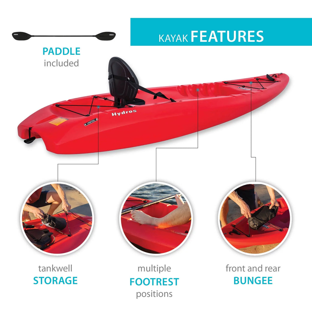 101 Hydros Lifetime Kayak, Red Fire (91234)