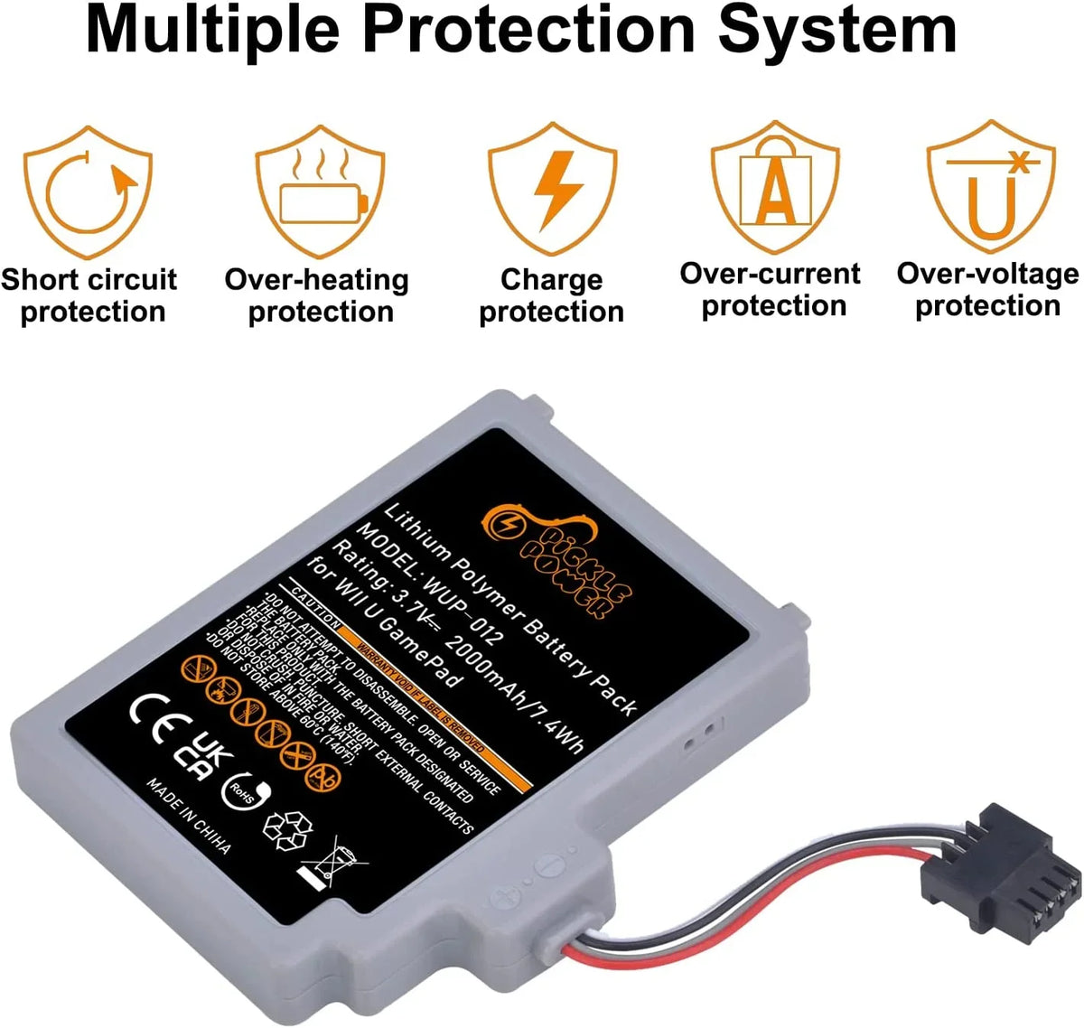 Rechargeable y Wii Gamepad Pack WUP-010 Replacement Nintendo 2000mAh U WUP-012, for