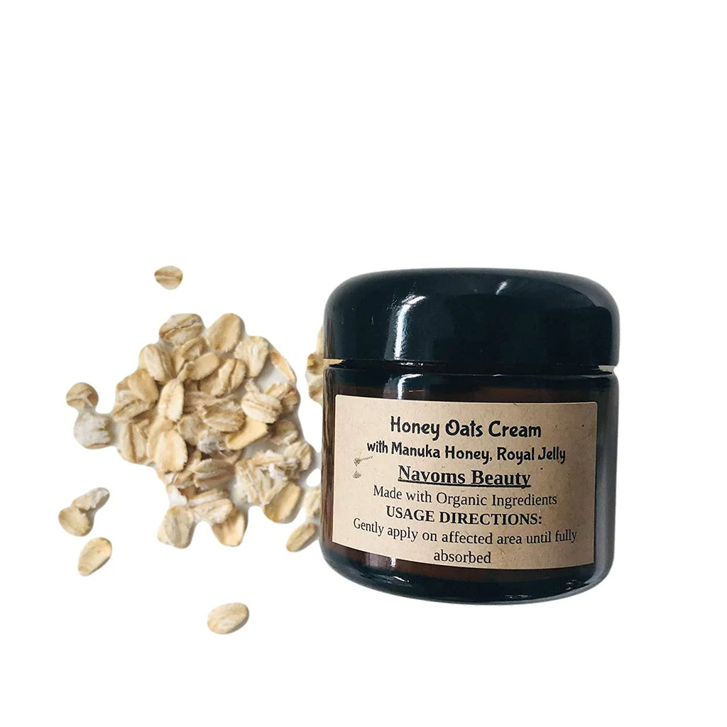Itch glass Bee Organic Skin Oats Cream (2 Honey, with Jelly Face Cream Moisturizing Oatmeal Royal | Anti Colloidal All & jar) Manuka | & Ages, Types | oz Honey Cream Body | | Cream