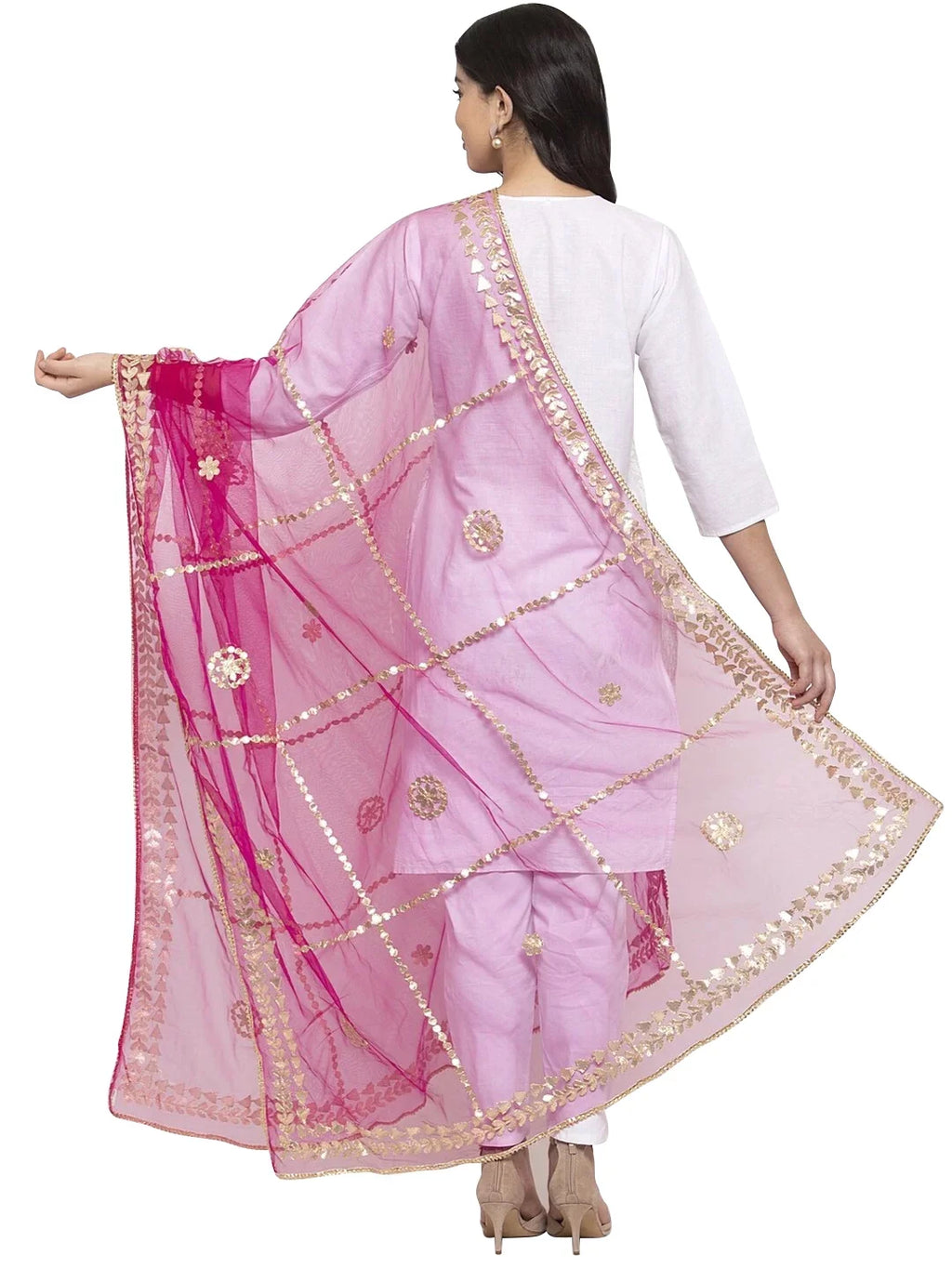 Wrap Magenta eloria Scarf Dupatta, Stole, Floral Woman's Ethnic Shawl Chunni, Indian