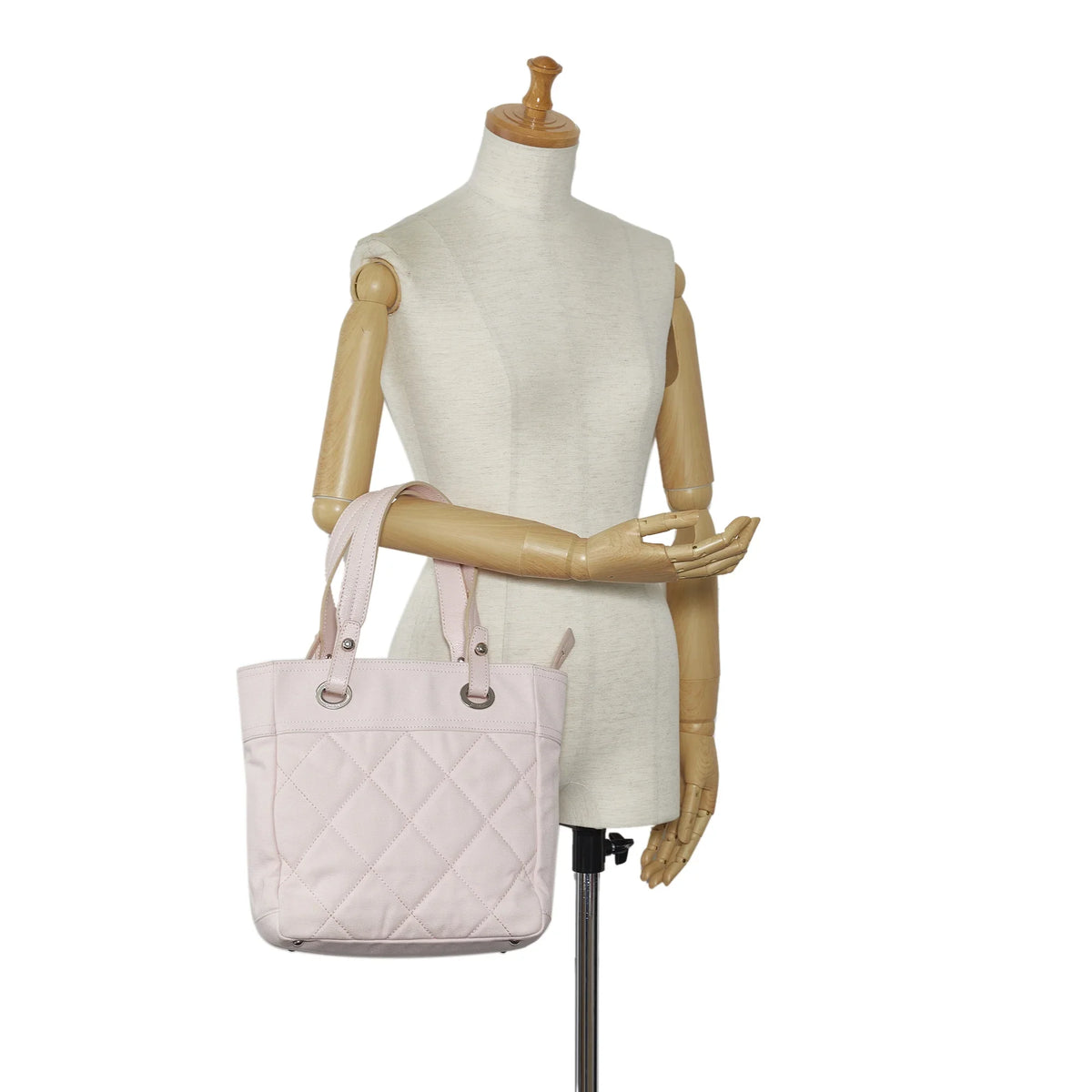 Authenticated Canvas Paris-Biarritz Pink Unisex (Good) Fabric Tote Tote Pre-Owned Small Bag