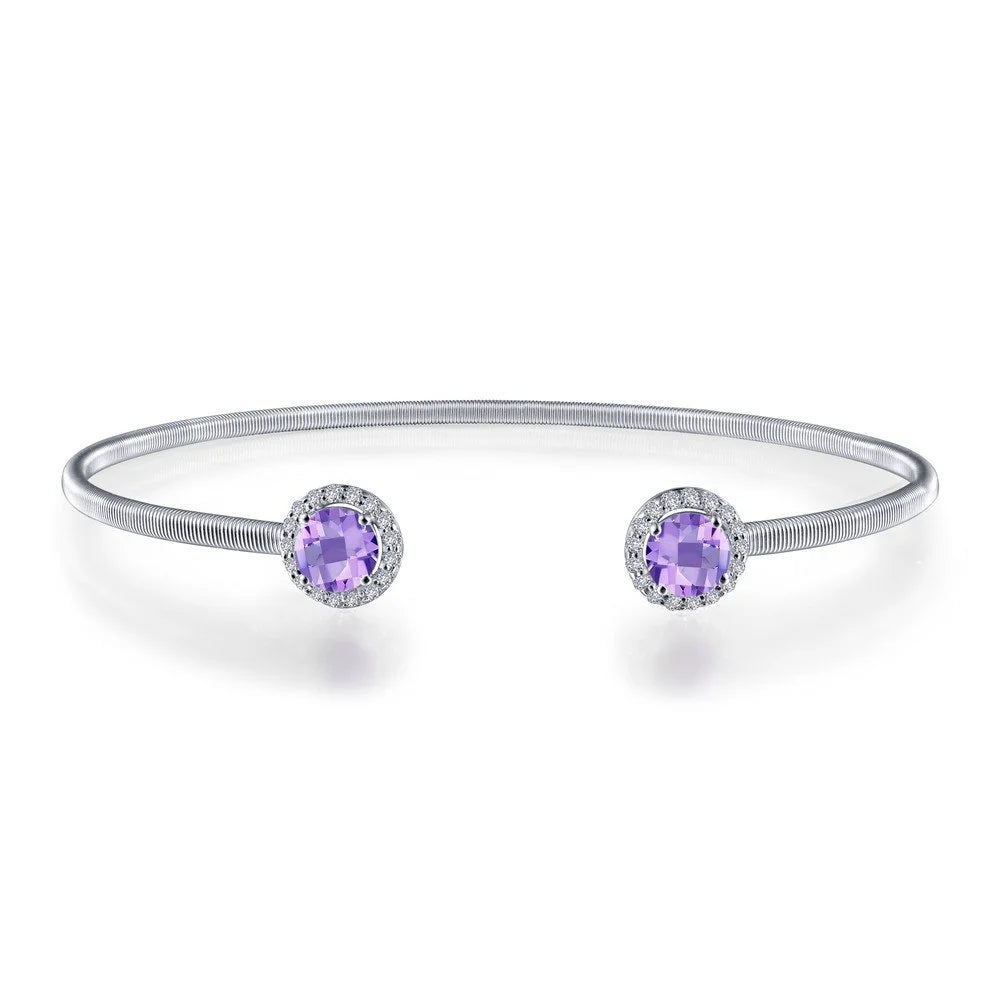 cts.) Birthstone Lassire Platinum (Appx 1.26 CTTW: Bracelet Lafonn Plated Silver Sterling FEBRUARY