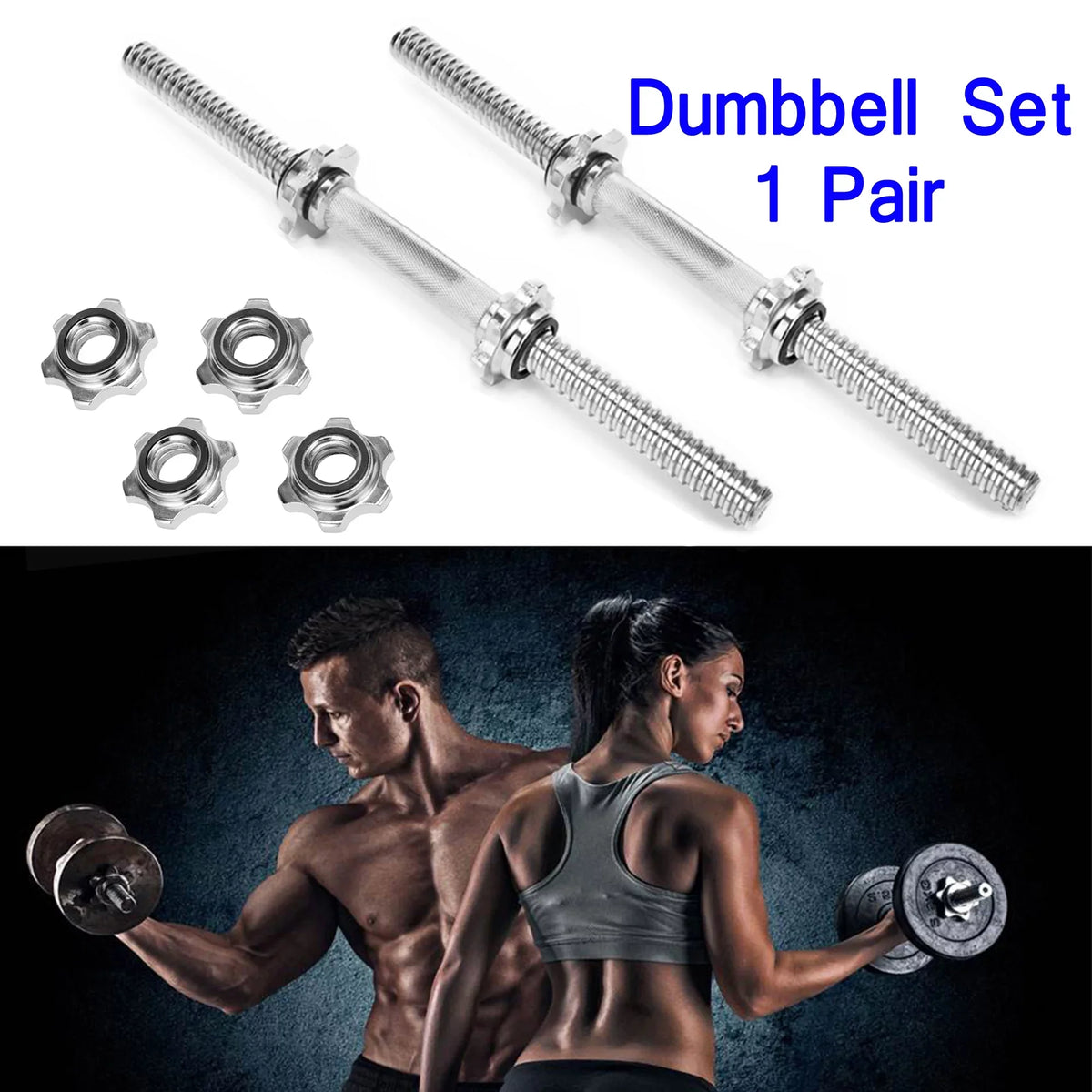 Adjustable Weightlifting - 1 Handles/ Threaded Bar inch 45cm Hex - Weight Dumbbell Fit SAYFUT Plate Dumbbell nut Accessories, 17.77''/ Standard Handles