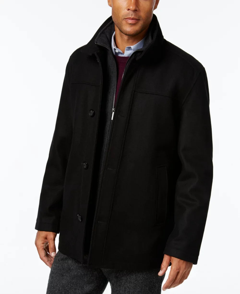 Button London Wool Coat, Fog Blend Front Men's XX-Large Car Charcoal,