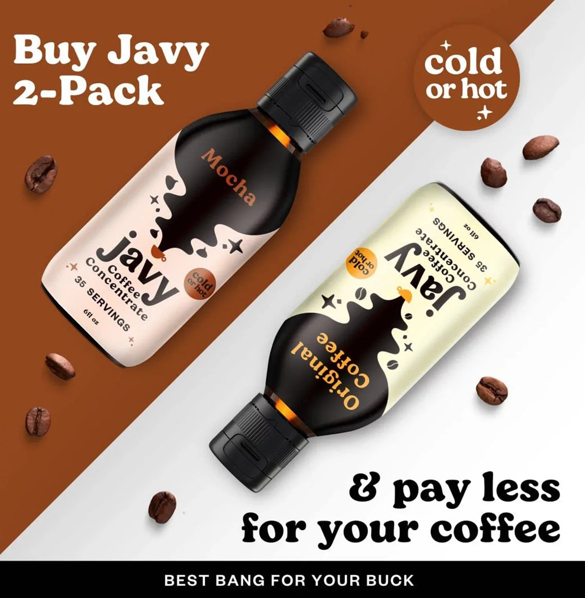 Brew Seconds, Original Coffee Pack, Cold Concentrate Drinks Javy Coffee 12 in & 2 Flavor & Coffee gifts, Mocha ounces Cold Coffee Ice Bundle, Variety