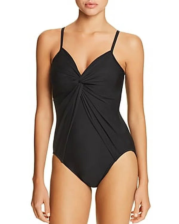 One Solid Swimsuit, Miraclesuit Love Piece BLACK Knot US Rock 10