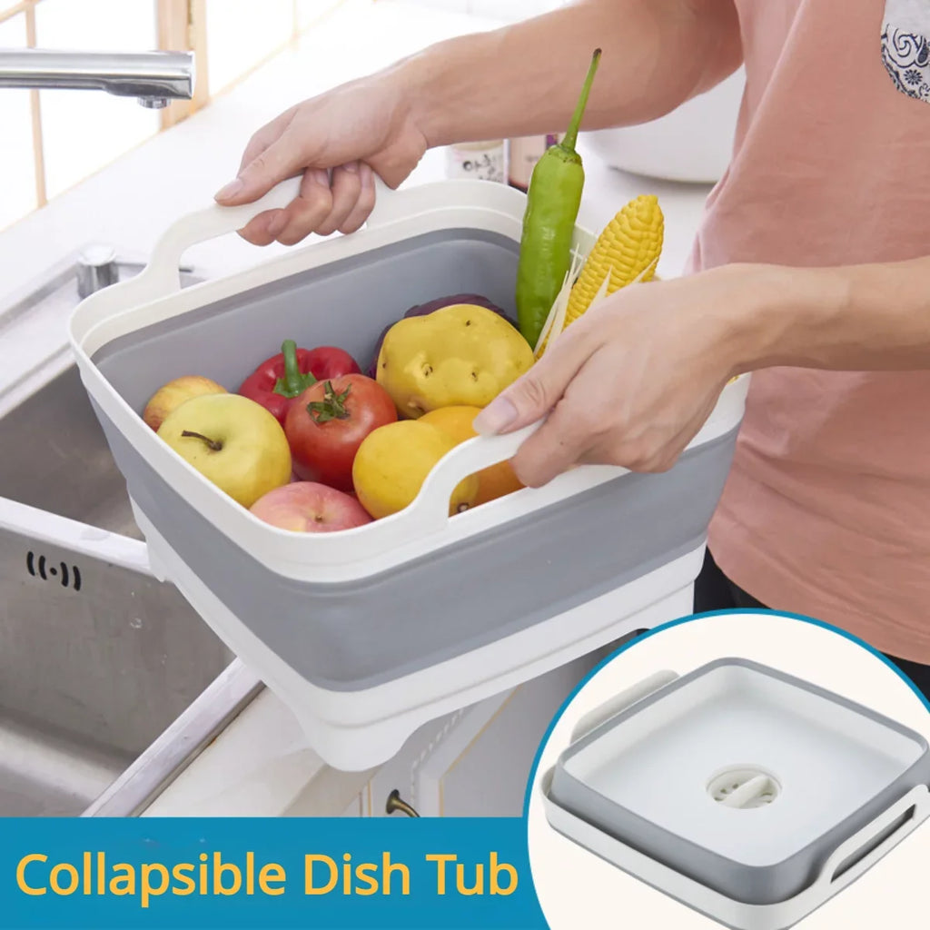 Plug(Gray) Basin Dish Gal(9L) Draining Tub,Washing Portable Collapsible Imoment Tub Sink,Folding with 2.4 Laundry