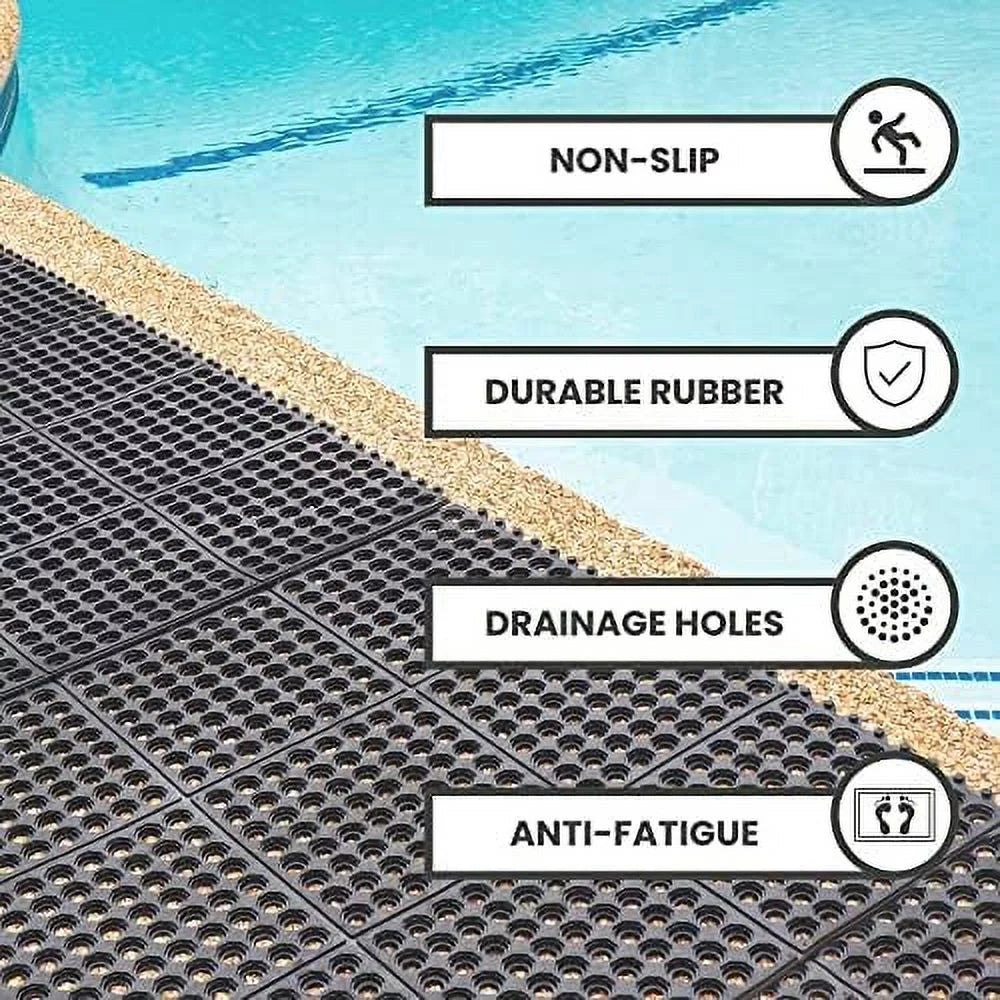 Interlocking Kitchen Door Garage Inch Shower Bar Restaurant Anti exterior X For Indoor Non-Slip Flooring Rubber Pool 36 Drainage, 36 Fatigue Floor Floor Mat Mat Durable