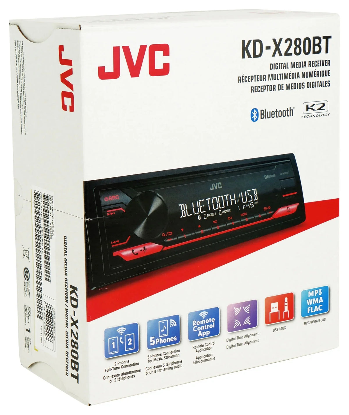 Digital JVC Bluetooth, Unit, Car KD-X280BT KD-X280BT Media Receiver with In-Dash Single-DIN