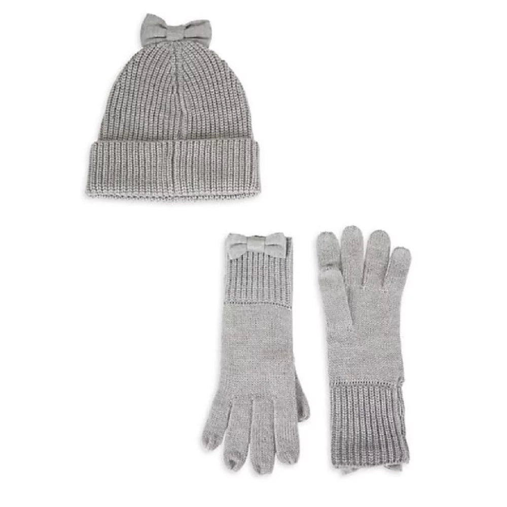 Cable Gray Spade One New Womens & Kate Bow York dimension Heather Accessories Beanie Gloves Set