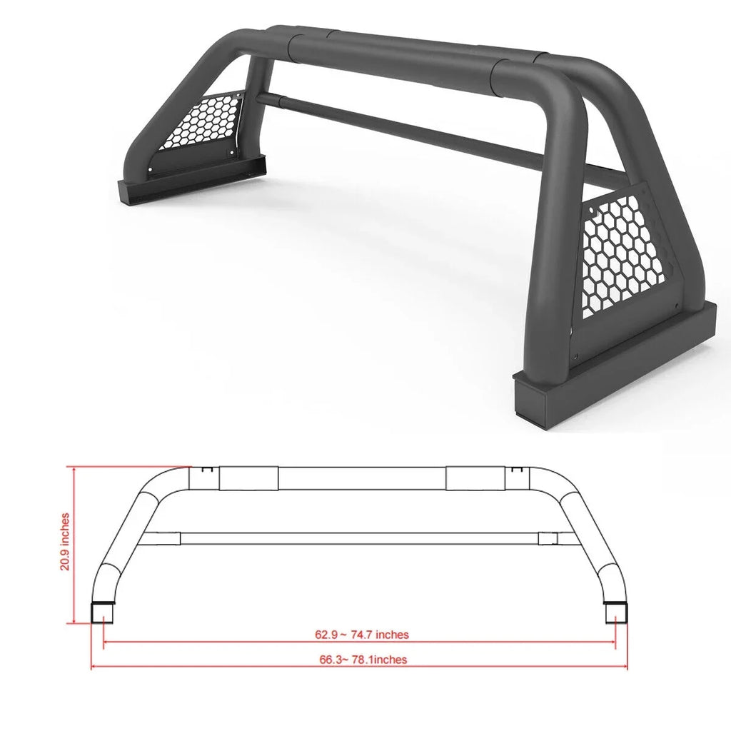 Sport Bed Truck Silverado/GMC 2019-NOW Roll Chase Rack Bar 62.9-74.7" sierra Chevy For Bar Adjustable Fit