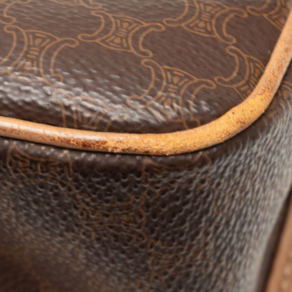 Crossbody Unisex Fabric Bag Authenticated (Good) Pre-Owned Brown Coated Macadam Canvas Celine