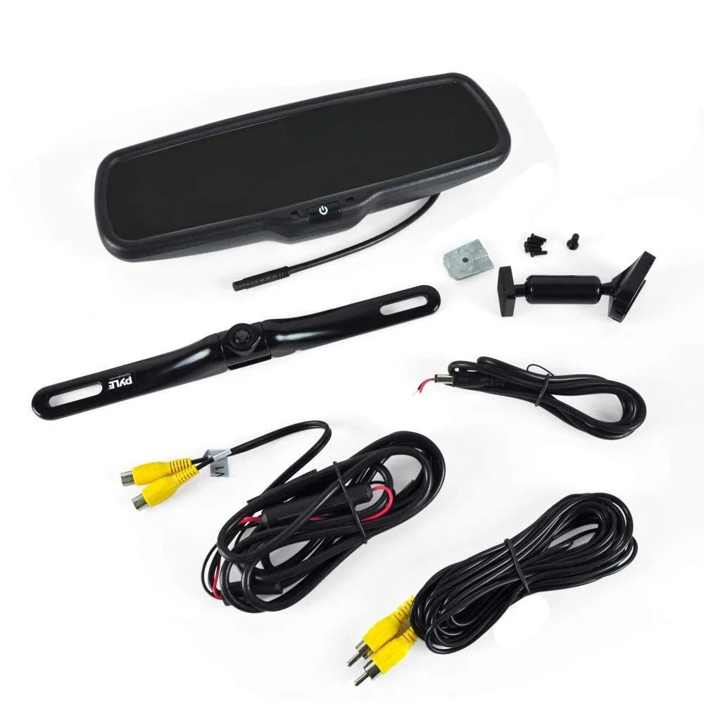 Camera Distance Safety Backup & Monitor Mirror - PYLE PLCM4550 Rear Scale Lines View Screen System with Reverse Car Parking