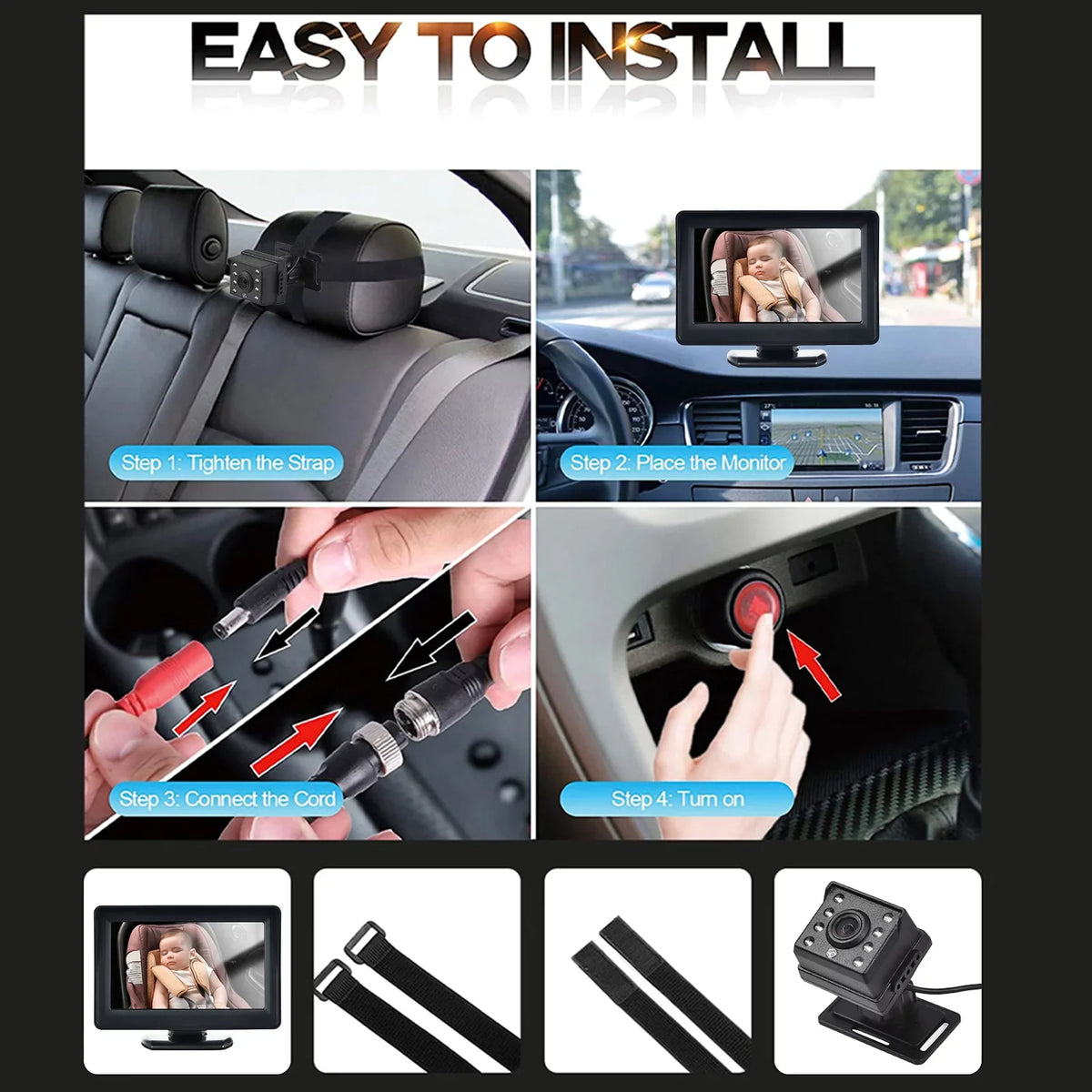 Monitor Easy Car Car Baby 150° 1080P Pristin Mirror Baby Baby Car Mirror Invigilator,Inch Vision View View Monitor Seat car Mirror Baby Wide Car Car Seat Rear Baby Seat Monitor Camera Camera Baby