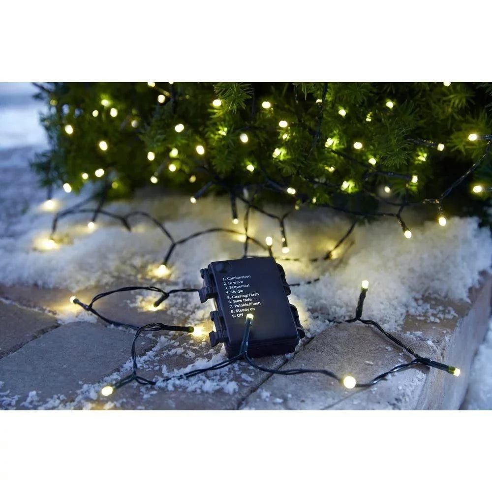 Yard Decorations Home Battery-Operated Light Holiday with 26 TYY1808-1815 Christmas Timer, LED 8-Functions. String Lights White Accents ft. 100