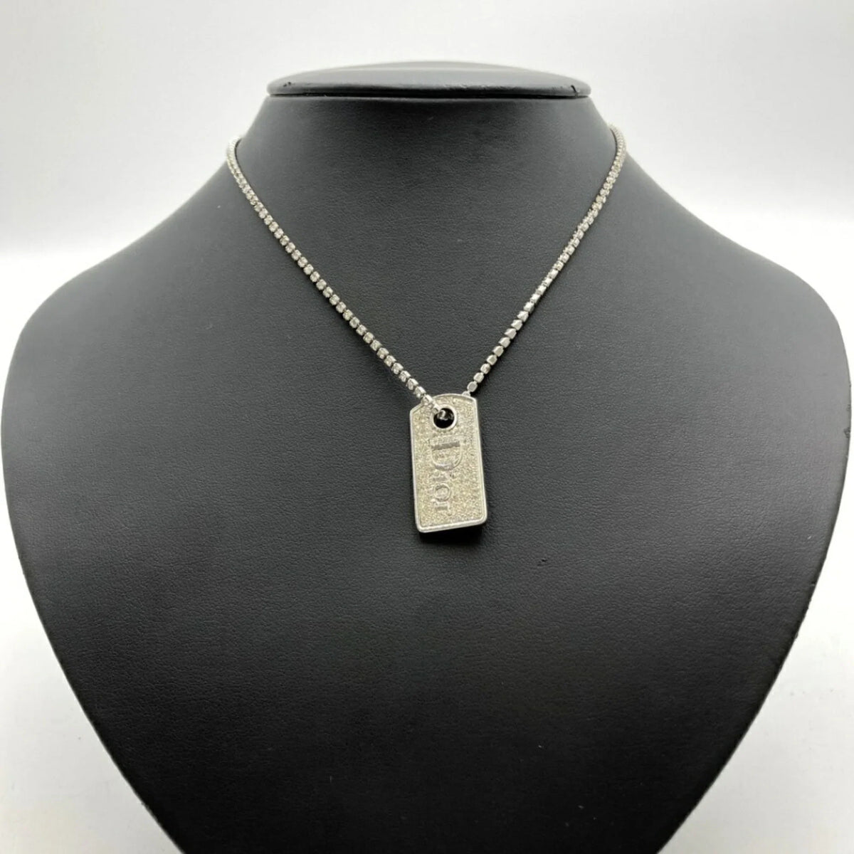 Pre-Owned Color Dior Christian (Good) IT1TZZH18V36 Silver Women's Rhinestone Necklace Plate